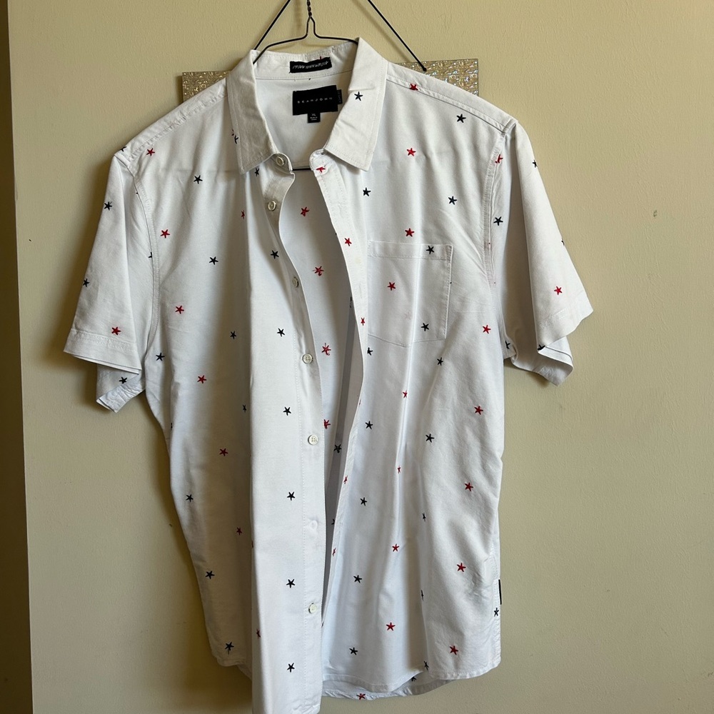 Sean john white short sleeve button down Size XL